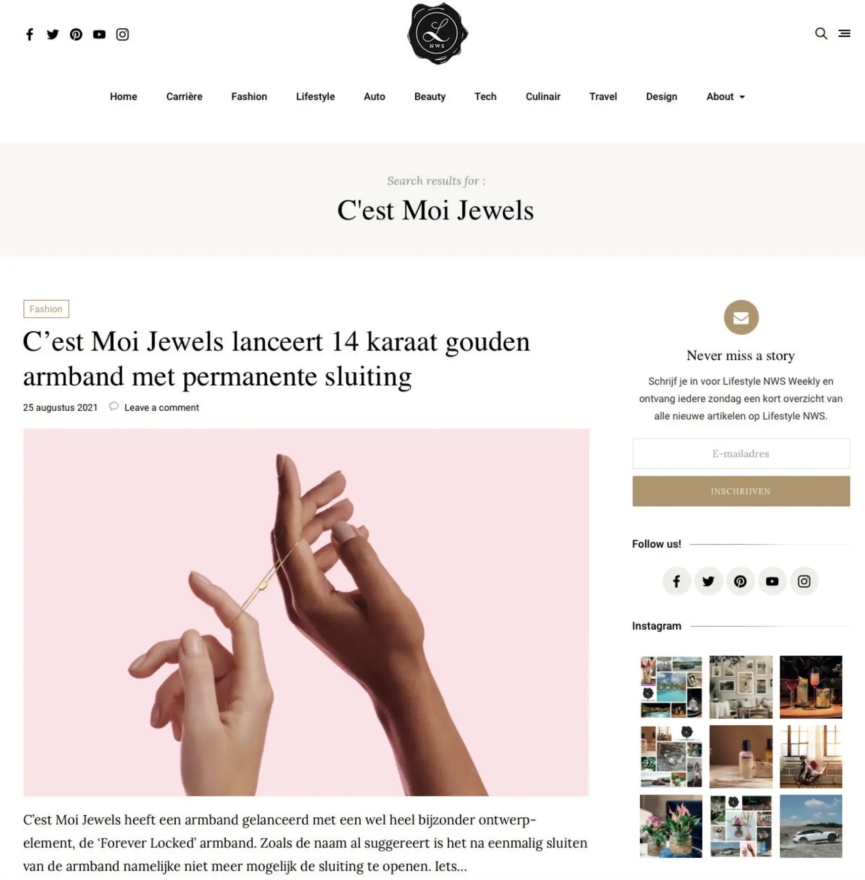 Screenshot van Forever Locked-publicatie in Lifestyle News