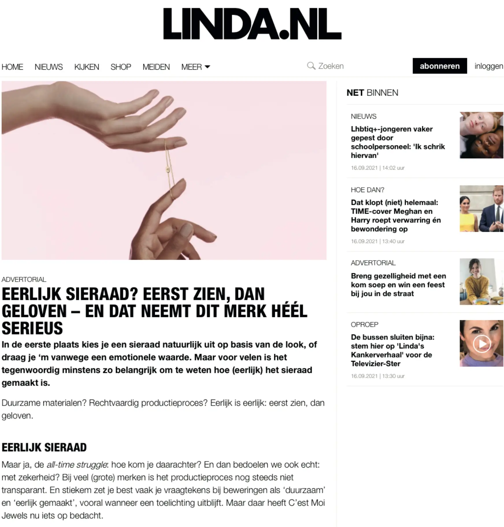 Screenshot van Forever Locked-publicatie in Linda