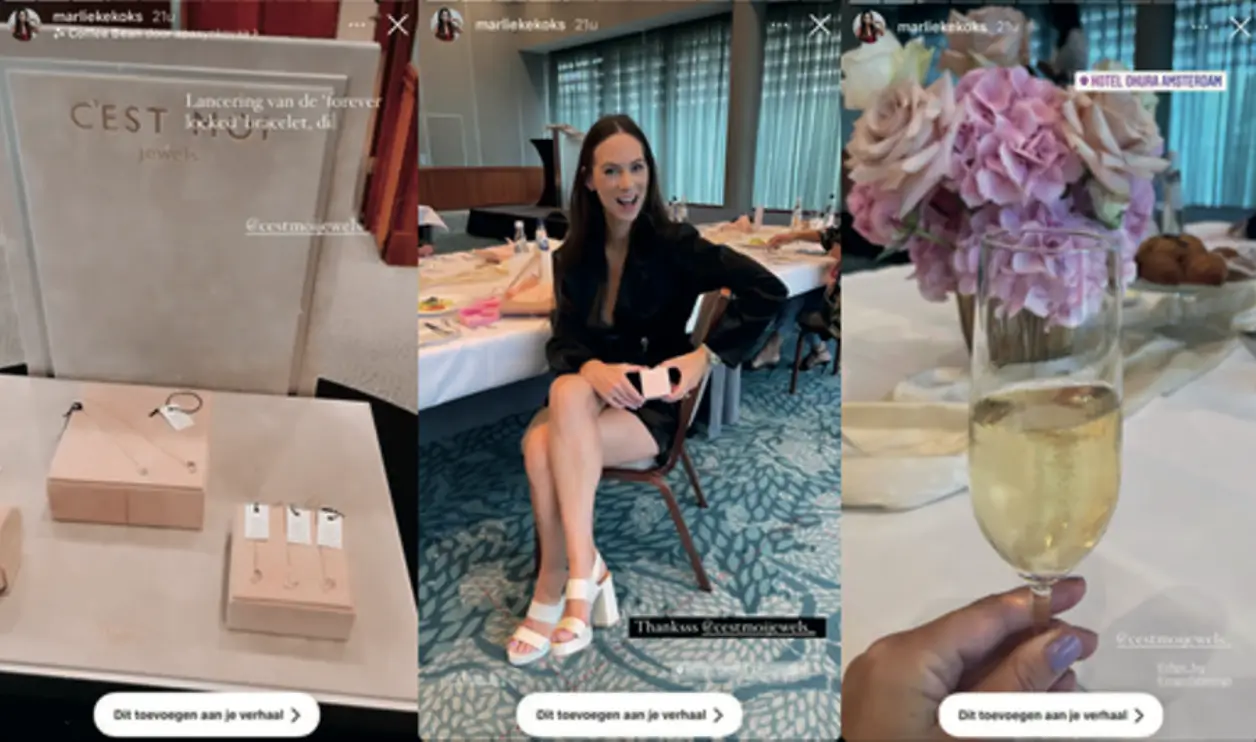 Screenshots van socialmediaposts van Marlieke Koks van een Forever Locked-event