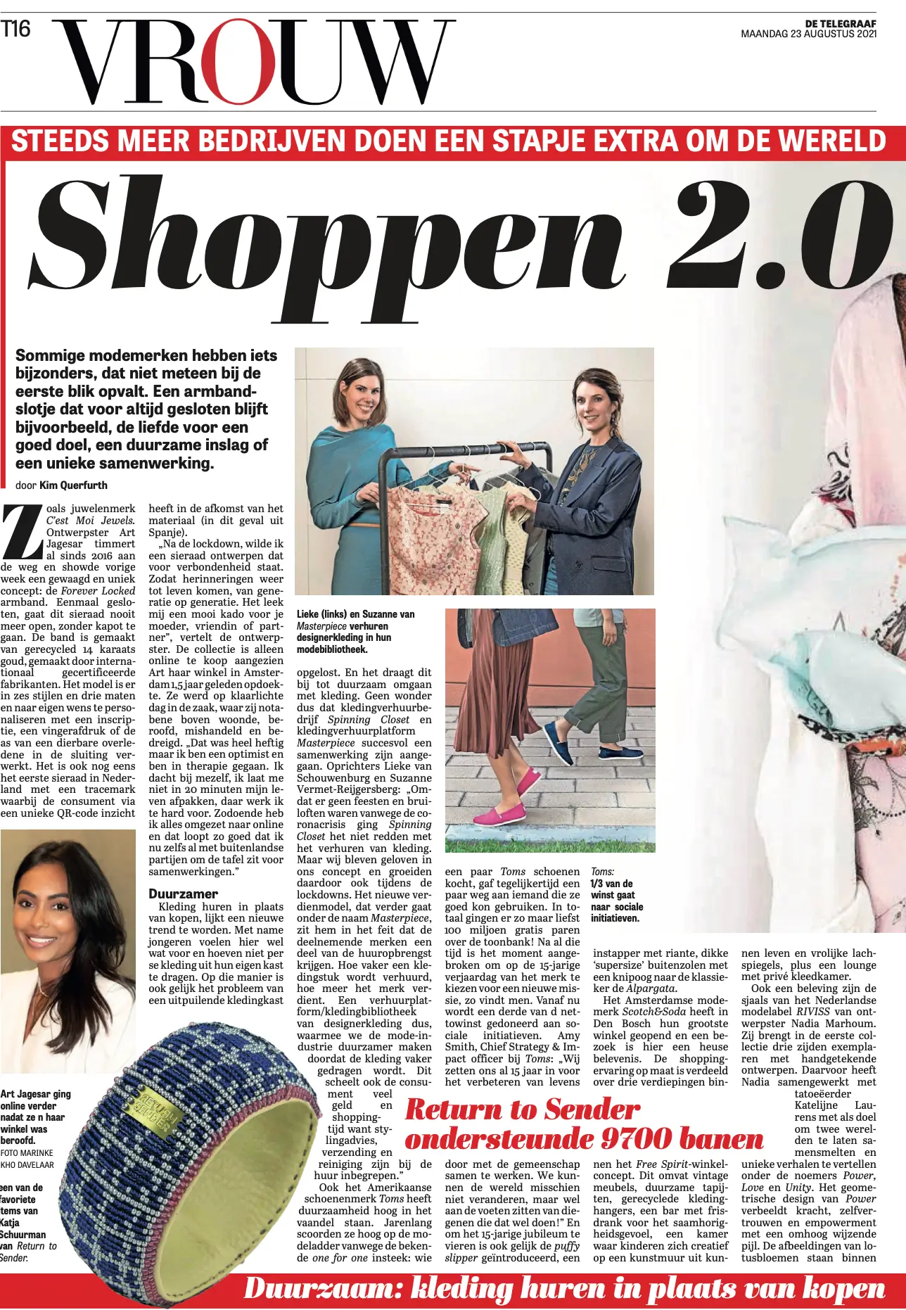 Screenshot van Forever Locked-publicatie in De Telegraaf